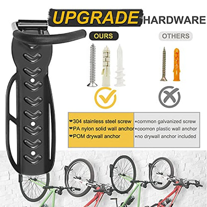 Garage Wall Mount Bike Rack 2 Pack Vertical Bicycle Hanging Hooks for Indoor Storage - color: Black-2pack