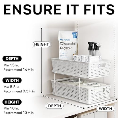 Simple Houseware 2 Tier Bathroom Organizer Tray Pull-Out Sliding Drawer, Under Sink Storage, White - color: White