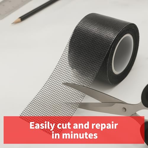 Windows Screen Repair Tape, 2 in x 20 FT Strong Adhesive Fiberglass Mesh Patch Tape, Waterproof Screen Rrepair Kit for Windows or Doors