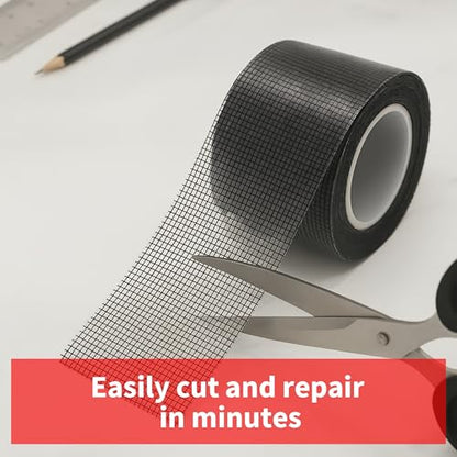 Windows Screen Repair Tape, 2 in x 20 FT Strong Adhesive Fiberglass Mesh Patch Tape, Waterproof Screen Rrepair Kit for Windows or Doors