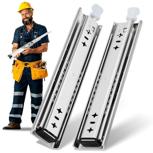 YENUO 304 Stainless Steel with Lock Heavy Duty Drawer Slides Runners Full Extension Locking 12 14 1618 20 22 24 26 28 30 32 34 36 38 40 Inch Ball Bearing Rails Track Guide Glides 250Lb 1 Pair - size: 12 Inch, style: 304 Stainless With Lock-W:53mm