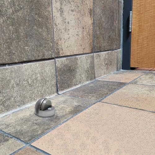 Commercial Residential Dome Floor Stop Door Stop, Metal Alloy, Floor Mount Door Stopper, Door and Wall Protection, Satin Chrome & Matt Black Finishes (Chrome, High) - size: High
