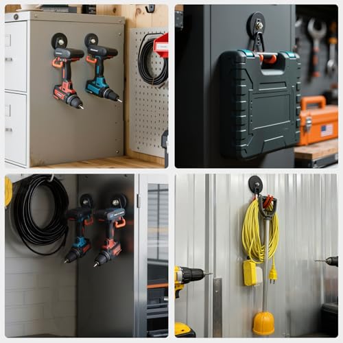 MUTUACTOR Updated Strong Magnetic Hooks Heavy Duty,20lbs Anti-Scratch Powerful Garage Magnet Hook,2PCS Anti-Slip Magnetic Tool Hooks for Organizing Cordless Impact Drivers Garden Shovel Tool Box - style: Updated 2.6in Magnet M Red Hooks 2PCS