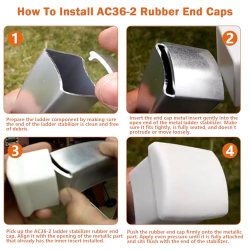 Showingo AC36-2 Ladder Stabilizer Rubber End Caps with Metal Insert, Extension Ladder Stabilizer Pads Compatible with Werner Standoff/Stabilizer AC78 & AC76 Replacement Rubber End Caps 2Pack - color: 2 Pcs