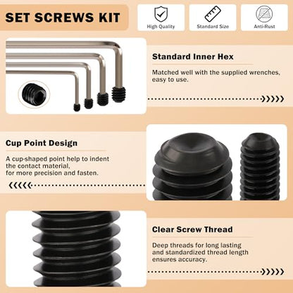 1219Pcs 26Sizes Set Screw Assortment Kit Metric & SAE 12.9 Class Alloy Steel Grub Screws, Internal Hex Allen Drive Cup Point Set Screws for Bathroom Fixtures Door Handles (M3-M8, 1/8"-40 to 5/16"-18) - size: 1219PCS 26Size