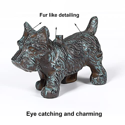 Cast Iron Door Stopper with Handle, 4.88 Lbs Heavy Duty Metal Dog Door Stop, Distressed Blue… - size: Distressed Blue - Scotty Dog