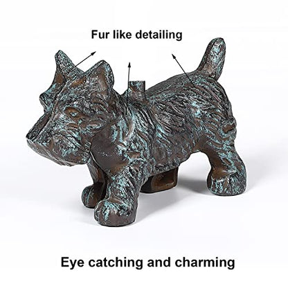 Cast Iron Door Stopper with Handle, 4.88 Lbs Heavy Duty Metal Dog Door Stop, Distressed Blue… - size: Distressed Blue - Scotty Dog