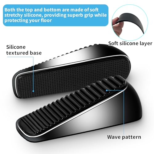 2Pc Strongest Door Stopper - Heavy Duty Door Stop Wedge, Door Stoppers for Bottom of Door, Made of Premium Quality Zinc and Silicone, Suits Any Door, Any Floor, Doorstop Wedge Tall 1.65in