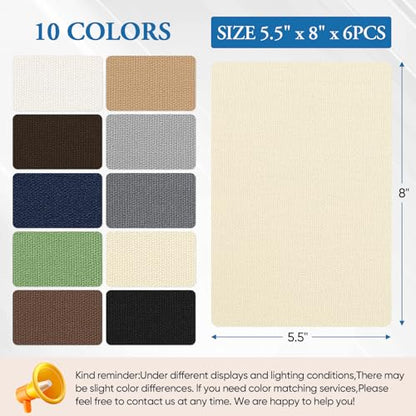 Canvas Patch 5.5 x 8 Inches 6Pcs Self-Adhesive Waterproof Canvas Patch Kit for Repairing Tents,Sofas,Boat Covers,Camping Chair,Awnings,Car Seats.(Beige Yellow) - color: Beige Yellow, size: 5.5"×8"