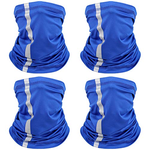 SATINIOR 4 Pcs Neck Gaiter Face Mask for Men Reflective Face Cover Scarf Summer UV Sun Protection Balaclava Bandana for Work - color: Blue