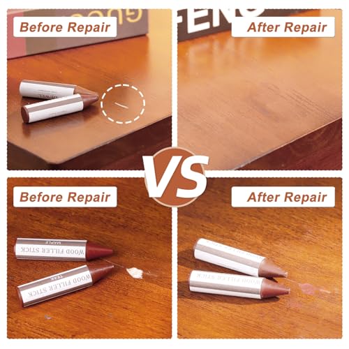 DEWEL Wood Filler Sticks, 18 Colors Wood Crayons for Scratches, Wood Floor Repair Wax Filler Sticks, Furniture Scratch Repair Crayons Kit for Wood Holes, Scratches, Table