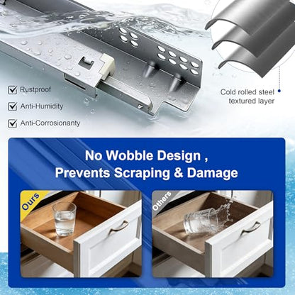 Knobonly 2 Pairs Undermount Drawer Slides 21 Inch, Soft 3 Folds Close Full Extension, 85lb Load Capacity, Easy Mount Rails with All Hardware for Kitchen Bathroom Drawers - size: 21 Inch, style: Soft Close - 2 Pairs