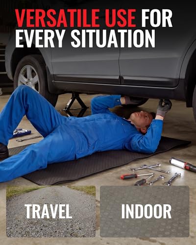Creeper Rolling Mat, 60" x 28" Portable Car Repair Mat, Foldable Mechanics Mat with Storage Bag for Low Clearance Vehicles and Uneven Surfaces, Garage Floor Work