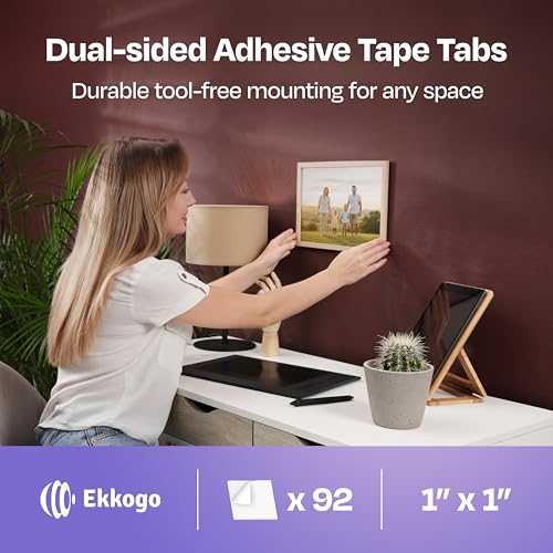 Double Sided Tape 92-Pack - Strong Self Adhesive Pads 1"X1"X0.04" Perfect for Photos Lightweight Decor and General Purpose Indoor Wall Mounting