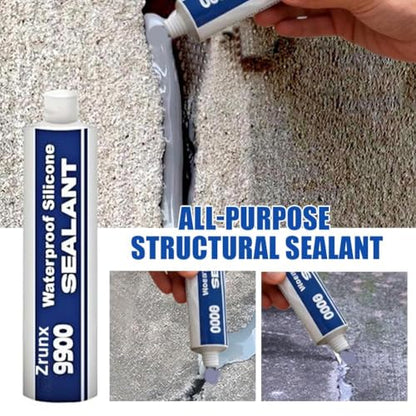 9900 Silicone Waterproof Sealant, Multi-Purpose Waterproof Adhesive Clear Caulk for Roof & Wall Cracks, Glue Strong Sealing Compound, Multi-Surfaces Adhesive for Roof Bathroom Tile - color: Black