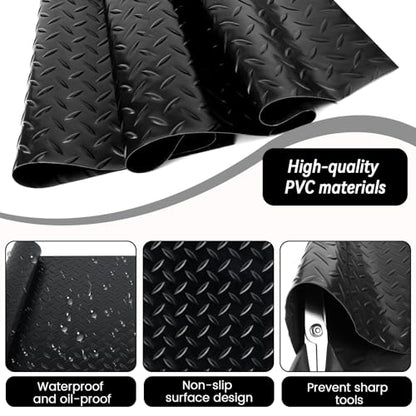 U0U 48" x17.3" Workbench Mat,Black PVC Waterproof Work Bench Pad,1.5mm Thick DIY Worktable Mat Workbench Cover for Protects Work Bench Tabletop (Black, 47.2" x17.3")