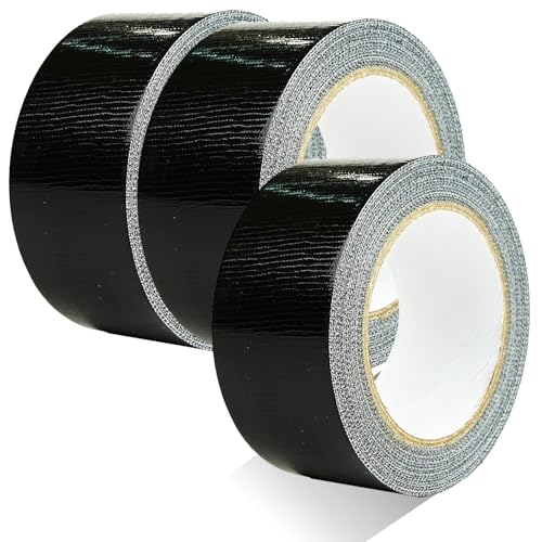 3-Pack Duct Tape Heavy Duty Black Waterproof, 66 Yards x 1.88 Inch Total Strong Adhesive Duct Tape No Residue Bulk for Home Use, DIY, Projects, Outdoor Repairs Tear by Hand - color: Black