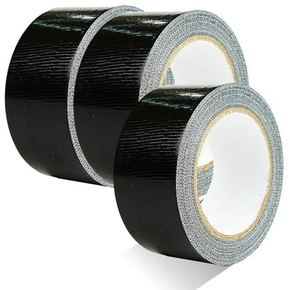 3-Pack Duct Tape Heavy Duty Black Waterproof, 66 Yards x 1.88 Inch Total Strong Adhesive Duct Tape No Residue Bulk for Home Use, DIY, Projects, Outdoor Repairs Tear by Hand - color: Black