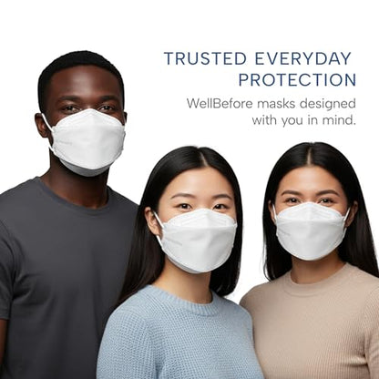 Well Before Welcome Series 3D KN95 Face Mask, Regular, Pack of 50 - color: White