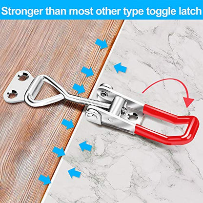 6 Pack Toggle Latch Clamp 4001, Adjustable Latch, Smoker Clamps Heavy Duty Latches, 330Lbs Holding Capacity Pull for Lid Jig, Tool Box Case (24PCS Screws) - style: 4001-6PK