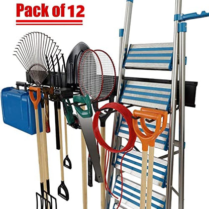 TORACK Tool Storage Rack, Heavy Duty Steel Garage Wall Mount Garden Tool Organizer for Ladders, Chairs, Shovels, Broom, Power tools (8-Pack 5.7"-11" Mixed Hooks, up to 800 lbs) - size: Metal Rack