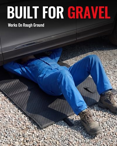 Creeper Rolling Mat, 60" x 28" Portable Car Repair Mat, Foldable Mechanics Mat with Storage Bag for Low Clearance Vehicles and Uneven Surfaces, Garage Floor Work