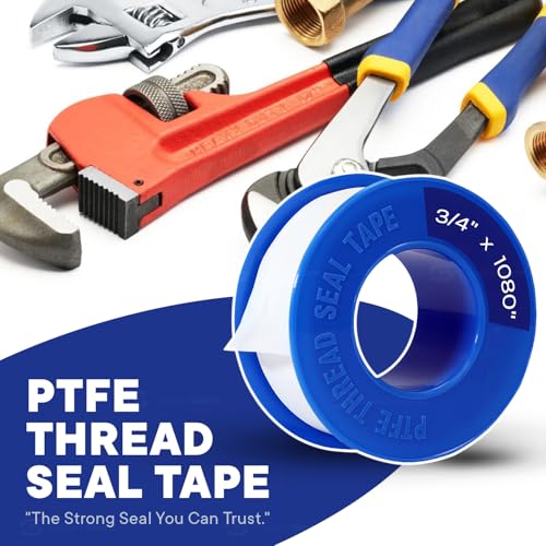 Supply Giant Plumbers PTFE Tape 3/4" W x 1080" L Pipe Thread Tape, High Density Thread Sealant Tape Water Seal Plumbing Tape for Shower Head, Pipes, Gas Lines, Leak Prevention - size: 1080", style: Pack of 1