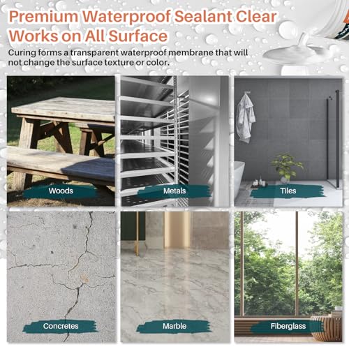 1 Quart (32oz) Invisible Waterproof Agent, Transparent Waterproof Coating for Roof Repair, Walls, Window, Bathroom, Kitchen, Water-Based Clear Sealant, Indoor & Outdoor Water Proof Coating Sealant - style: 32 OZ