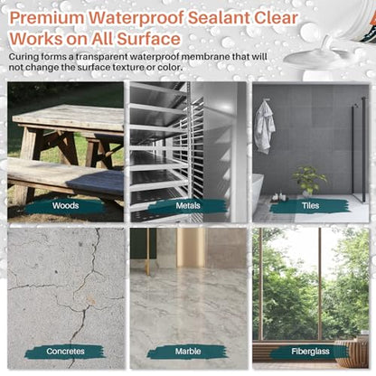 1 Quart (32oz) Invisible Waterproof Agent, Transparent Waterproof Coating for Roof Repair, Walls, Window, Bathroom, Kitchen, Water-Based Clear Sealant, Indoor & Outdoor Water Proof Coating Sealant - style: 32 OZ