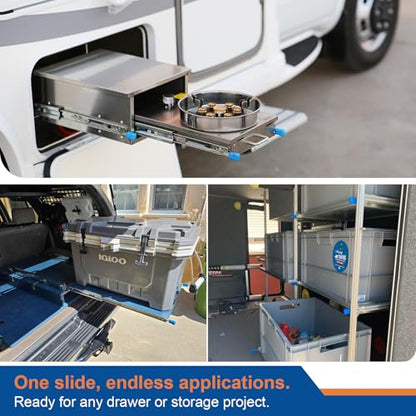 VADANIA 30" Heavy Duty Drawer Slide with Lock #D53, 2" Width Up to 125lb Load Capacity, 3-Fold Full Extension, Ball Bearing Lock-in & Lock-Out, Side Mount, 1-Pair - size: 30 Inch, style: #D53(53mm wide)