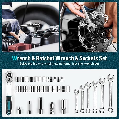 Sundpey 379-PCs Home Tool Kit - Portable Complete Household and Auto Repair Tool Set - Hand General Basic Tool Box Storage Case with Drawer - Full Basic Toolkit for Handyman & Diyer & Homeowner - color: Blue