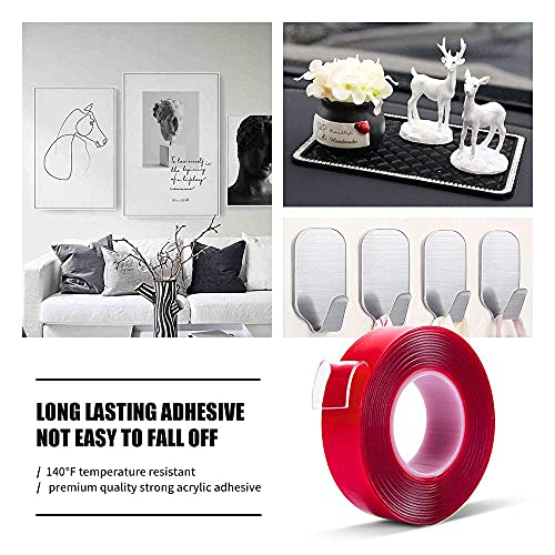 Double Sided Tape Heavy Duty - 3/4in 10ft Clear Strong Acrylic Adhesive Mounting Tape Removable Non Residue Transparent for Crafts/Walls/Carpets Fixing/Decorations(Pack of 1 Roll) - size: 3/4"