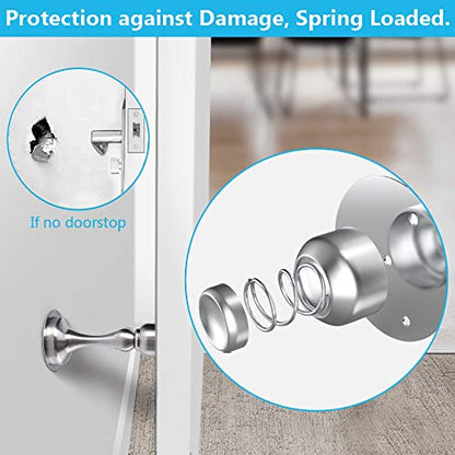 WINONLY Door Stopper, 4 Pack Magnetic Door Stop, Stainless Steel, Magnetic Door Catch, 3M Double-Sided Adhesive Tape, No Drilling, Screws for Stronger Mount, Hold Your Door Open, 4 Pack for Wide Doors - style: 4 Pack-Silver