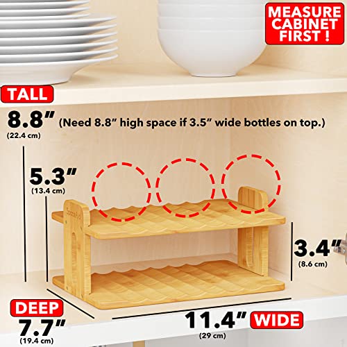 SpaceAid Bamboo Water Bottle Organizer with Labels, Kitchen Pantry Water Bottle Storage Rack for Cabinets, Home Cup and Wine Bottle Holder Shelf Organizers, (2-Tier, Hold 6 Bottles) - size: 2-Tier, 6 Bottles