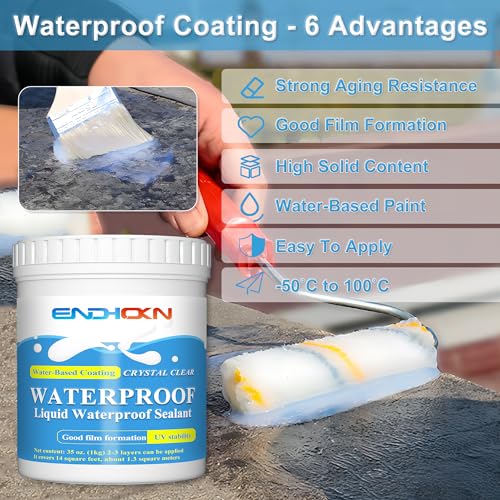 Endhokn Clear Waterproof Sealant - 35 Ounces, Indoor & Outdoor, Bathroom & Roof Coating - color: clear