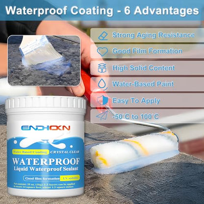 Endhokn Clear Waterproof Sealant - 35 Ounces, Indoor & Outdoor, Bathroom & Roof Coating - color: clear