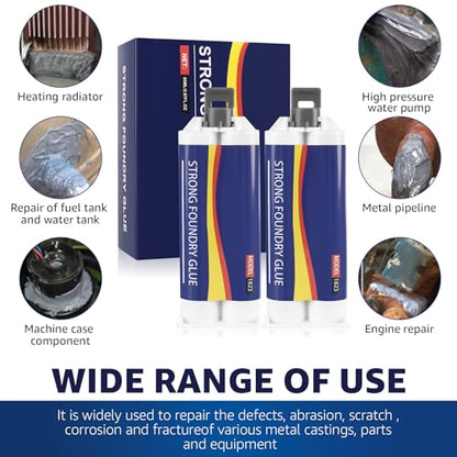 Strong Foundry Glue for Metal Repair,High Temperature Resistant Casting Repair Adhesive,Metal Repair Glue,Liquid Welding Filler for Metal Defects and Repairs 2PCS