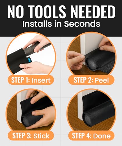 Everlasting Comfort One Sided Door Draft Stopper for Bottom of Door, Quick Install, Sound Proofing Strip Gap Filler, Blocks Cold Air & Noise for Home, Bedroom and Apartment Insulation, Fits 36" Doors
