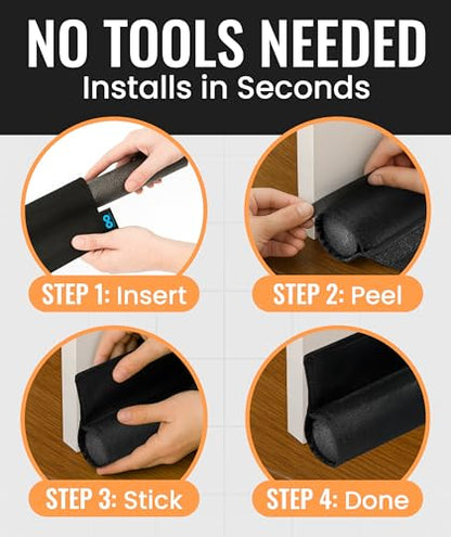 Everlasting Comfort One Sided Door Draft Stopper for Bottom of Door, Quick Install, Sound Proofing Strip Gap Filler, Blocks Cold Air & Noise for Home, Bedroom and Apartment Insulation, Fits 36" Doors