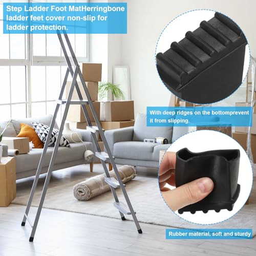 PATIKIL Step Ladder Feet Cover, 2 Pack Non-Slip Rubber Cap Ladder Legs Accessories, Black