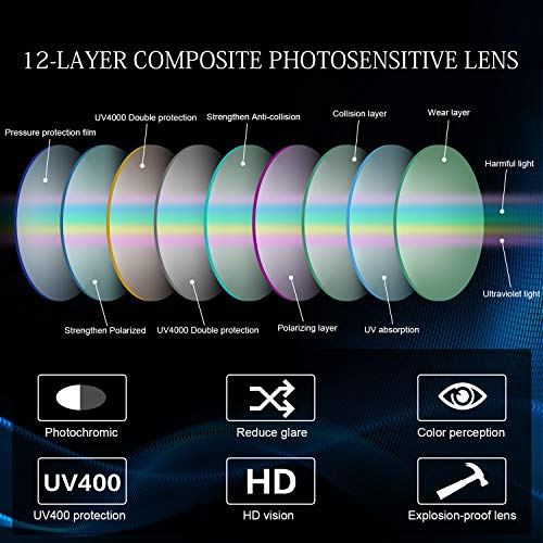 YIMI Polarized Photochromic Driving z87 Sunglasses For Men Women Day and Night safety glasses - color: Black Frame /Photochromic Anti-blue Light Lens