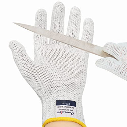 Dowellife Level 8 Reinforced Cut Resistant Gloves, Food Grade, Knife Safety Gloves for Meat Cutting, Oyster Shucking, Fish Fillet, Kitchen Slicing and Wood Carving, Small - size: Small (Pack of 1)