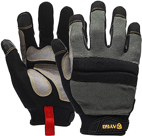 KAYGO Work Gloves For Men, KG125M Mechanic Utility Work Gloves for All Purpose, Excellent Grip, Heavy Duty, Improved Dexterity, Touch Screen,M - color: Gray, size: Medium