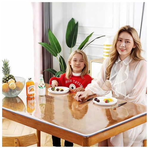 1.5mm Thick Clear Plastic 48"x112" Desk Cover, Anti-Scratch Mat for US Wooden Furniture, Camping Grounds & Garage Workbenches