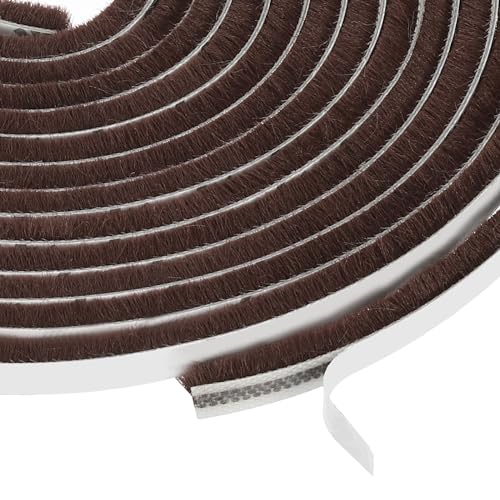 uxcell Self Adhesive Brush Seal Weather Stripping 1/4" x 9/32" x 36ft, Door Brush Strip for Sliding Sash Door Window Wardrobe Seal, Brown - color: Brown, size: 1/4" x 9/32" x 36ft