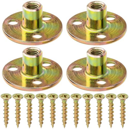 HINZIC 8 Sets Leg Mounting Plates, Furniture Legs Attachment Industrial Strength T-Plate M8 Sofa Legs with Hanger Bolts Screws for Leg Chair Couch Cabinet Couche Repair