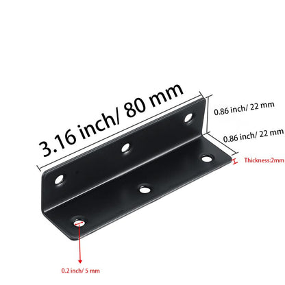 8PCS L Bracket 3.2"x0.9" Stainless Steel Corner Brace Heavy Duty 90 Degree Corner Fastener Black Large Angle Brackets for Wood Furniture Bedframe Cabinet Drawer Chair with Mounting Screws - size: 8pcs 3.2"x0.9"