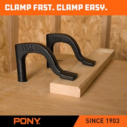 PONY 8" Bench Hold-Down Clamps, Heavy-Duty Bench Dog Clamps for Woodworking, Workbench Holdfast Fits 11/16" Pre-Drilled Bench Dog Holes, 2-Pack