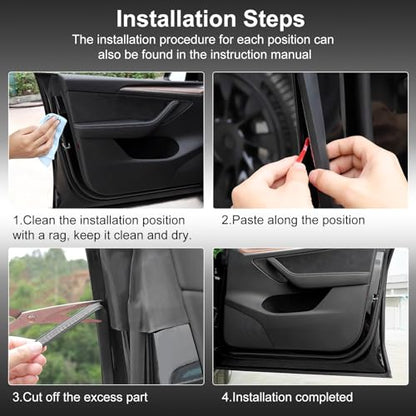 Car Weather Stripping for Tesla Model Y Car Door Rubber Seal Strip Self Adhesive Auto Soundproofing Weatherstrip for Front/Rear Trunk A-Pillar B-Pillar Front/Rear Door - style: For Tesla Model Y