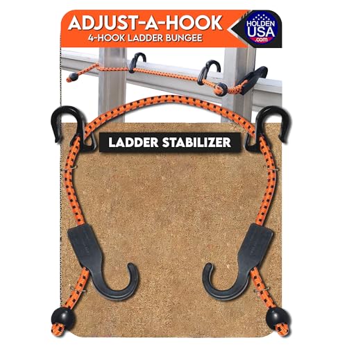 Holden USA - Adjust-A-Hook Ladder Bungee - Ladder Stabilizer Hook – Secure Ladder Safety Support for Roofs, Gutters, and Painting Prep – Durable Ladder Hook Attachment for Roofing and Gutter Work